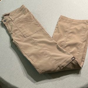 Prana Hiking Pants Womens Size 4 Khaki Monarch Convertible Zip Off Quick Dry